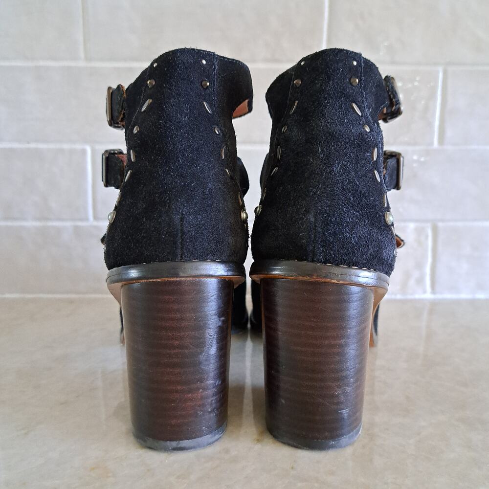 COACH Black Suede Buckle Bootie with Prairie Rivets Size 9 Heels - Picture 5 of 13